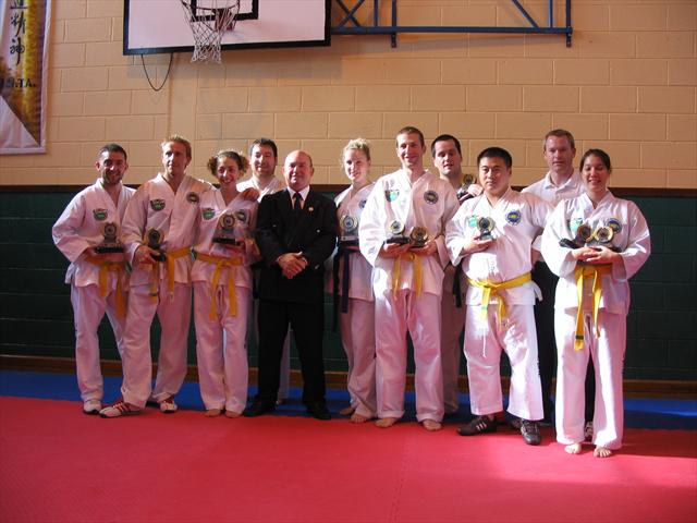 The Taekwondo Centre fighters with trophies