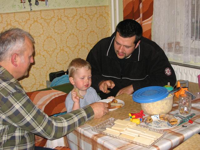 Eating with dad and grandpa